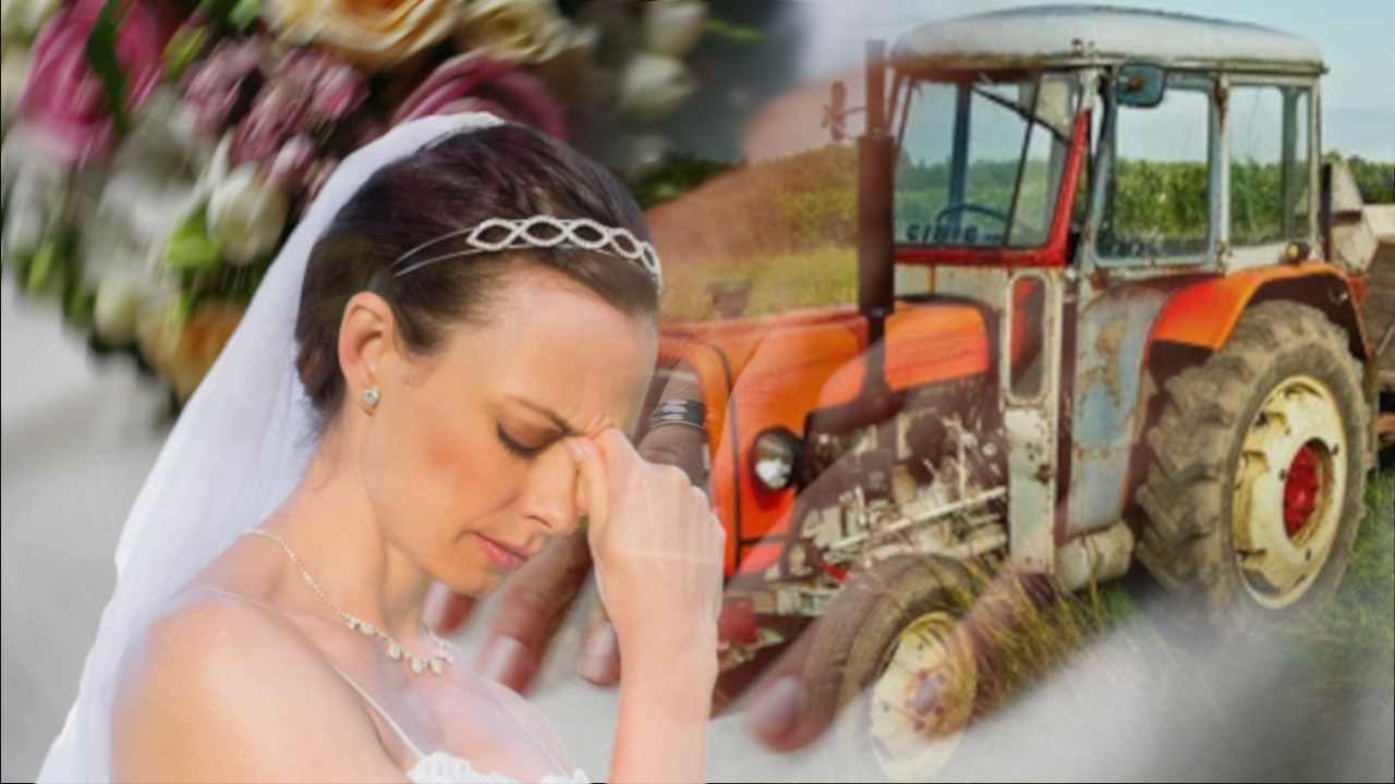 NA VENČANJE DOŠLA U TRAKTORU: Otac vozi, ona sedi u korpi