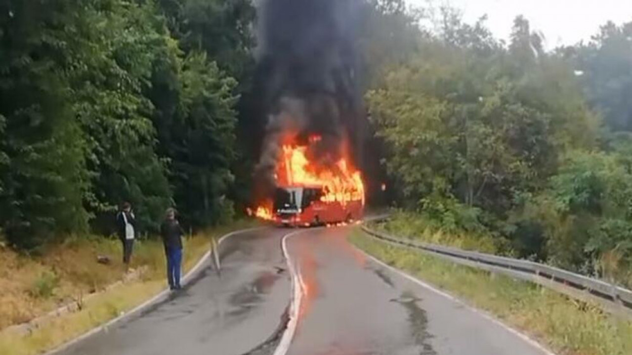 ZAPALIO SE BUS KOD MLADENOVCA: Buktinja progutala vozilo