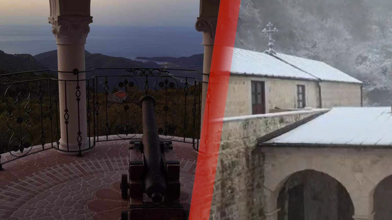 PRVI SNEG U BUDVI: Manastir Stanjevići pod belim pokrivačem