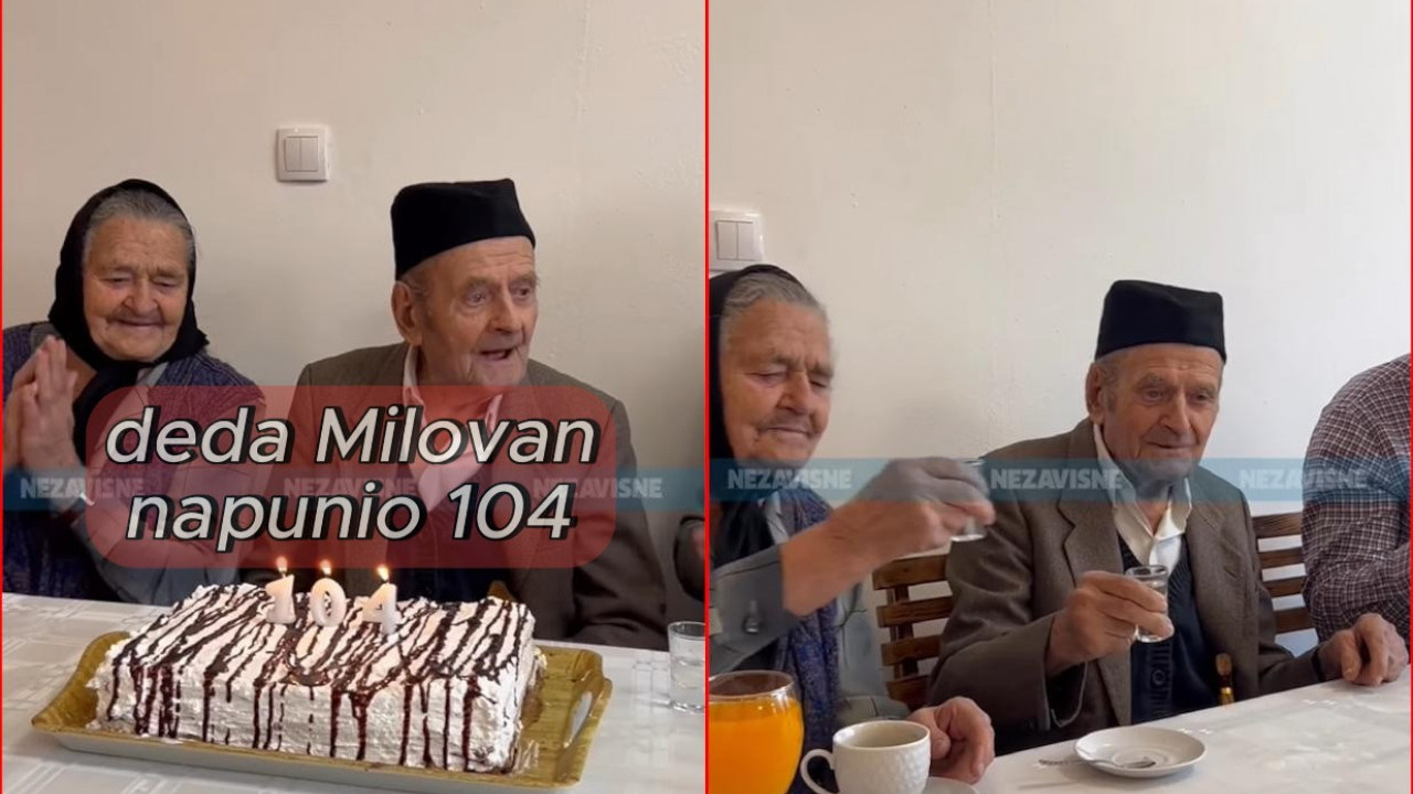 VIDEO Deda Milovan uz pesmu i rakiju proslavio 104. rođendan