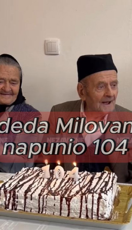 VIDEO Deda Milovan uz pesmu i rakiju proslavio 104. rođendan