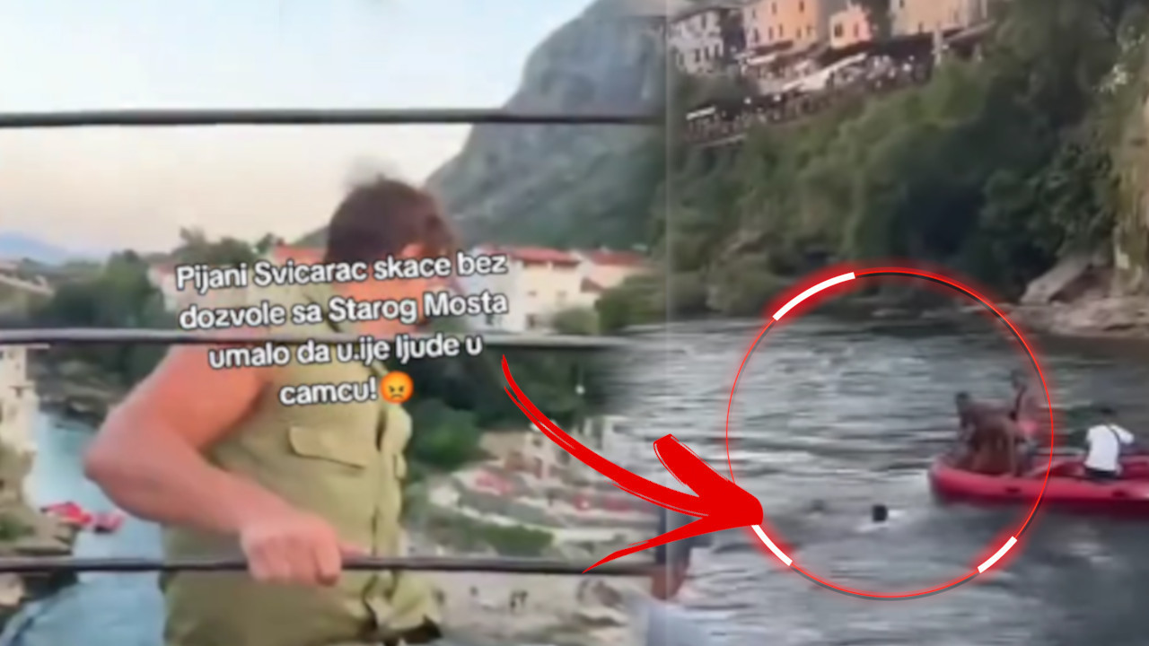 HAOS U MOSTARU: Švajcarac pijan skočio sa mosta (VIDEO)