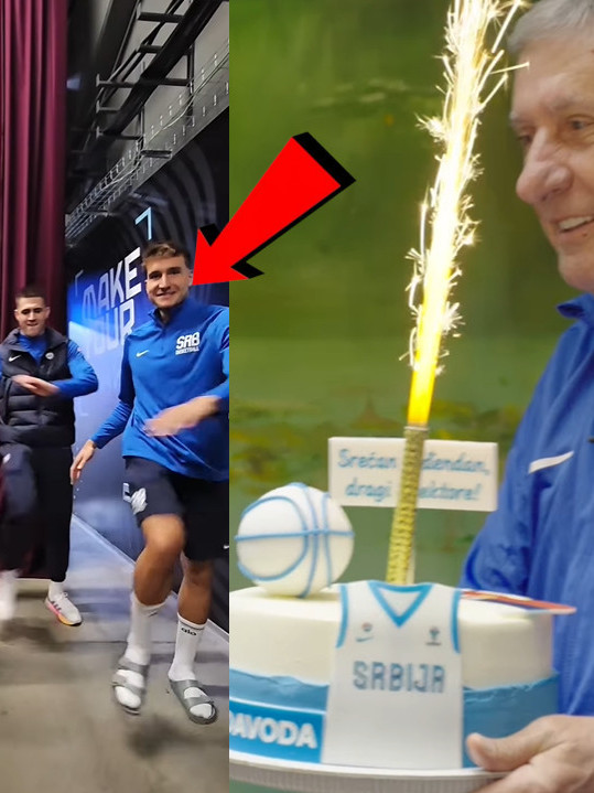 КОШАРКАШИ ИЗНЕНАДИЛИ ПЕШИЋА: Није скидао осмех (ВИДЕО)