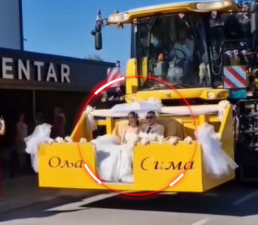 HIT U BAČKOJ PALANCI Vidite u čemu mladenci stižu na svadbu!