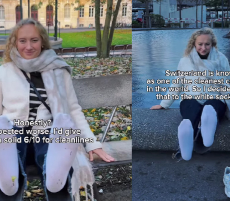 ČISTE? Hodala u belim čarapama po Bazelu, pa pokazala noge