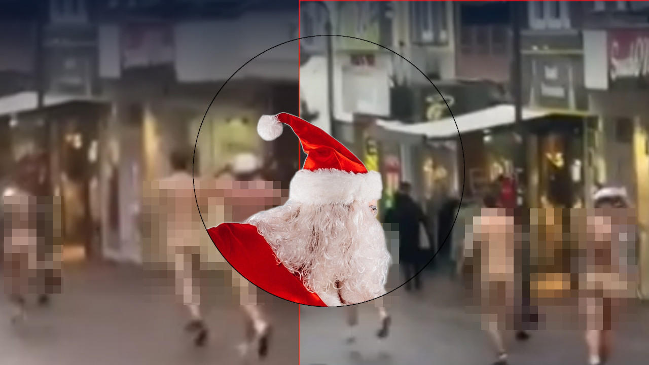 GOLI MUŠKARCI TRČALI GRADOM: Na glavi samo novogodišnje kape