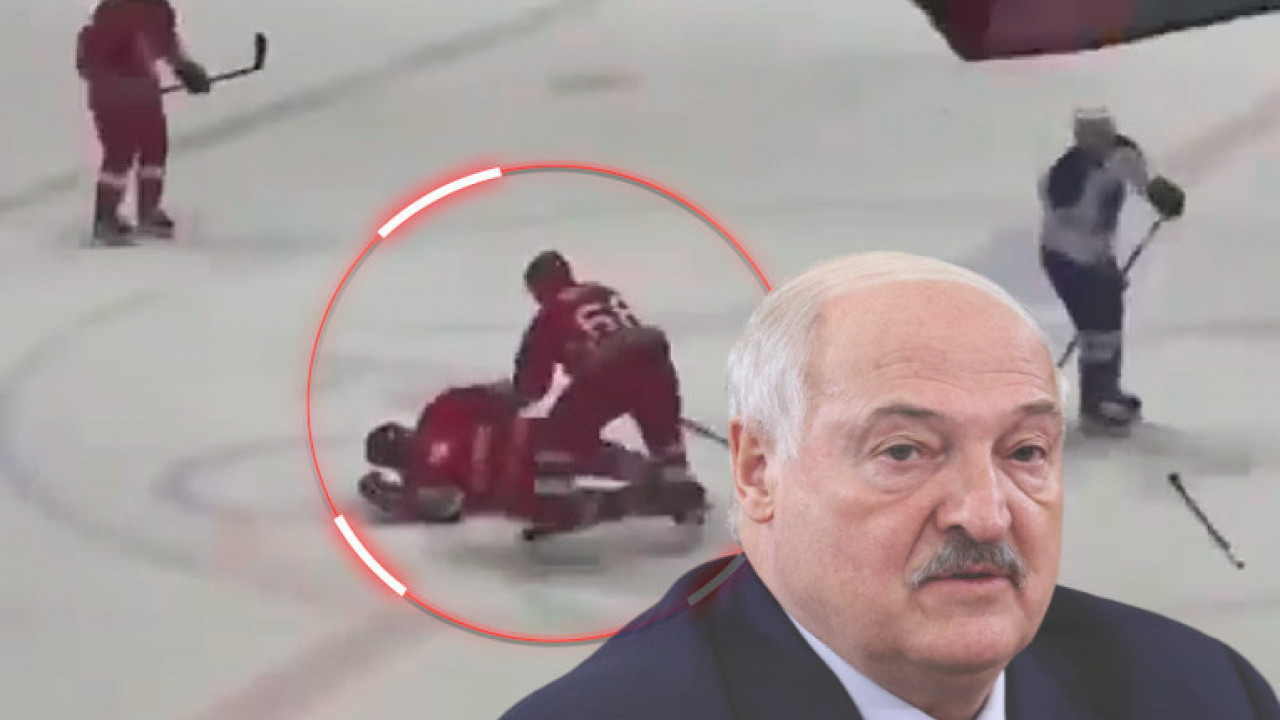 ЛУКАШЕНКО ОБОРЕН НА ХОКЕЈУ Видите реакцију саиграча