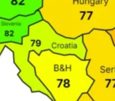 АЛАРМАНТНИ ПОДАЦИ на карти Европе - за СРБ пише 77, а ХРВ 79