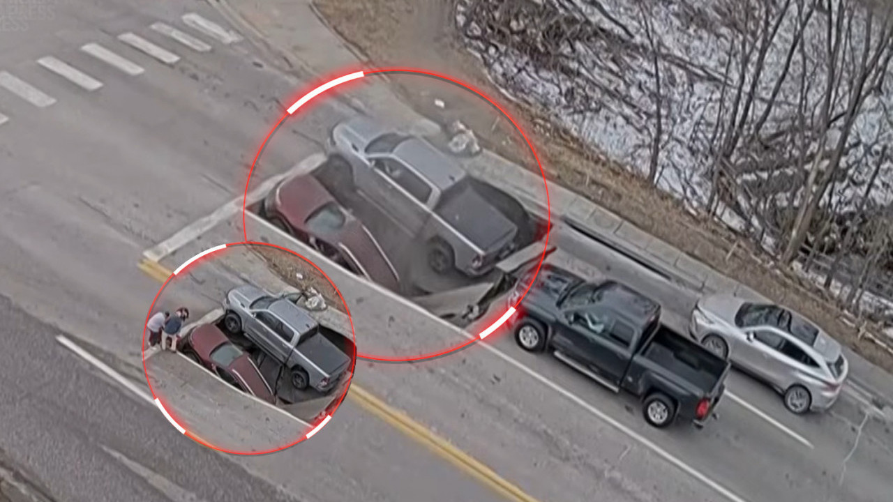 ЈЕЗИВ СНИМАК: Рупа изненада "прогутала" два аута