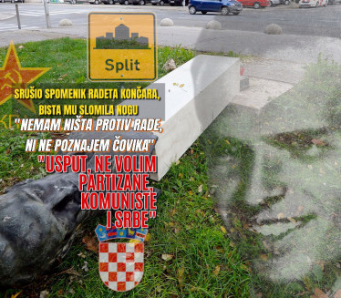 Hrvat Srušio spomenik Radetu Končaru, bista mu slomila nogu