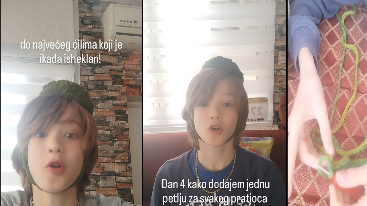 Дечак очарао Србе: Ради највећи ћилим икад ,200.000 га прати