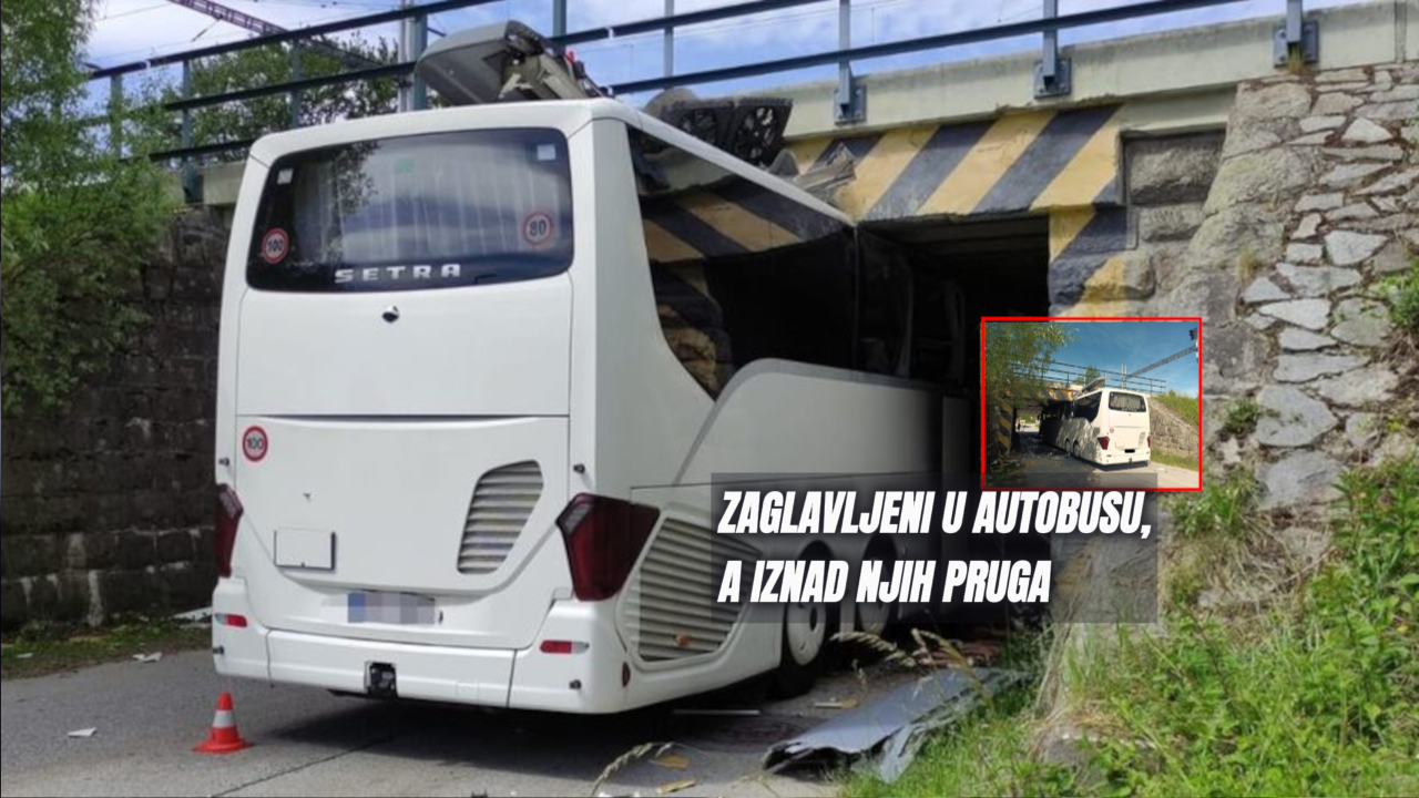 Užas kod Ribnika: Bus zaglavljen ispod nadvožnjaka,iznad pruga