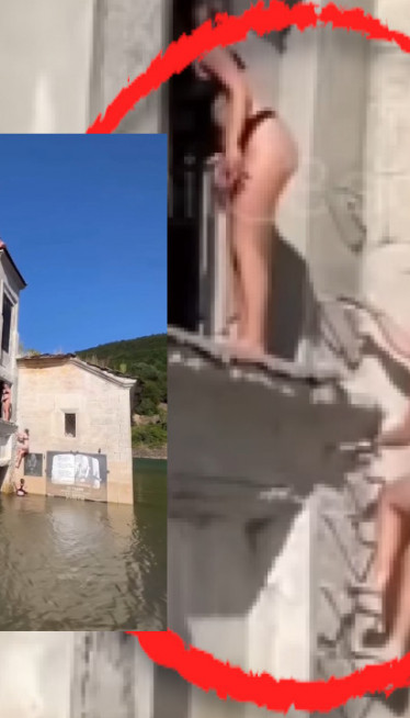 Потопљену цркву Св. Николе користе као скакаоницу (видео)