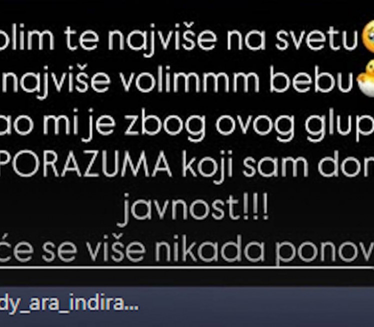 "Seko, volim te najviše, neće se više ponoviti" Indi se javno izvinila Editi - "Žao mi je zbog nesporazuma"