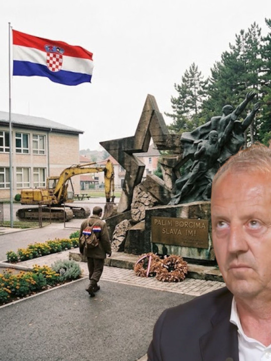 Hrvat srušio partizanski spomenik,na nejmu ime NJEGOVOG DEDE
